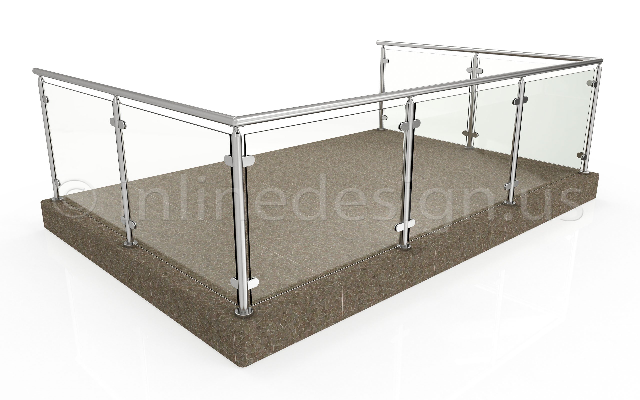 railing virginia round glass floor mount 36in handrail